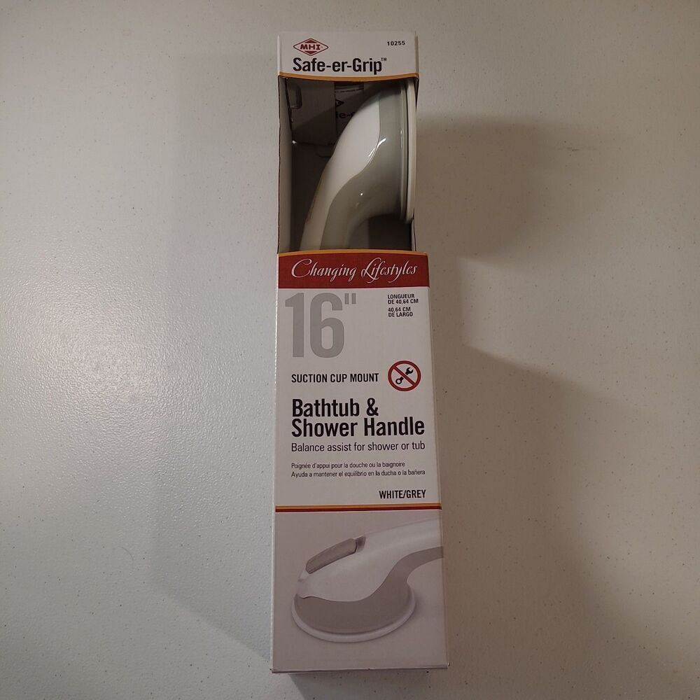 MHI Safe-er-Grip 16in Suction Cup Grab Bar 250lb White/Gray ADA Compliant